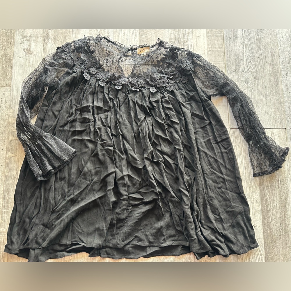 POL New Elegant Black Lace Dress Tunic size small
